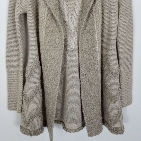 Angel Of The North Anthropologie Wool Blend  Knit Open Cardigan Sweater Sz M Tan - Picture 3 of 7